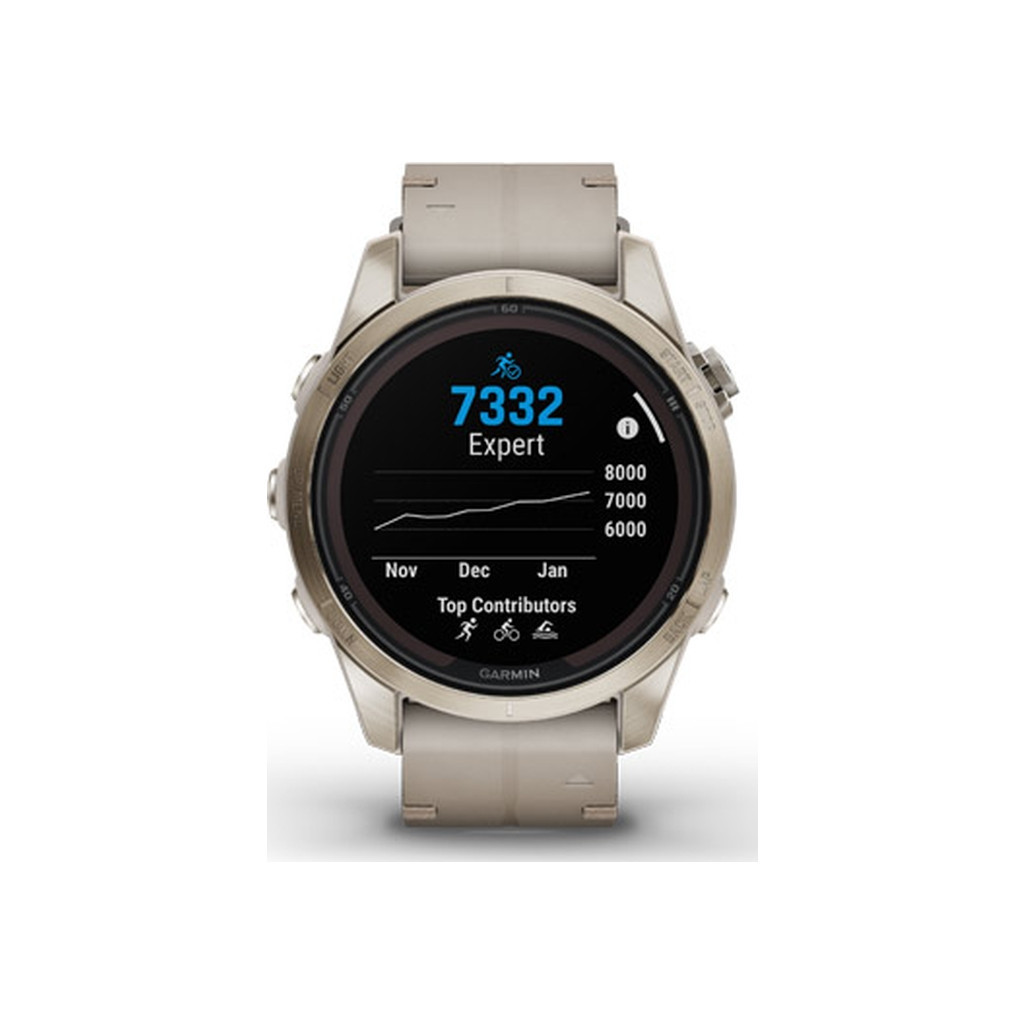 Смарт-годинник Garmin fenix 7S Pro Saph Solar, Sft Gld SS w/ Lmestn Lthr, Excl, GPS (010-02776-30) - зображення 2
