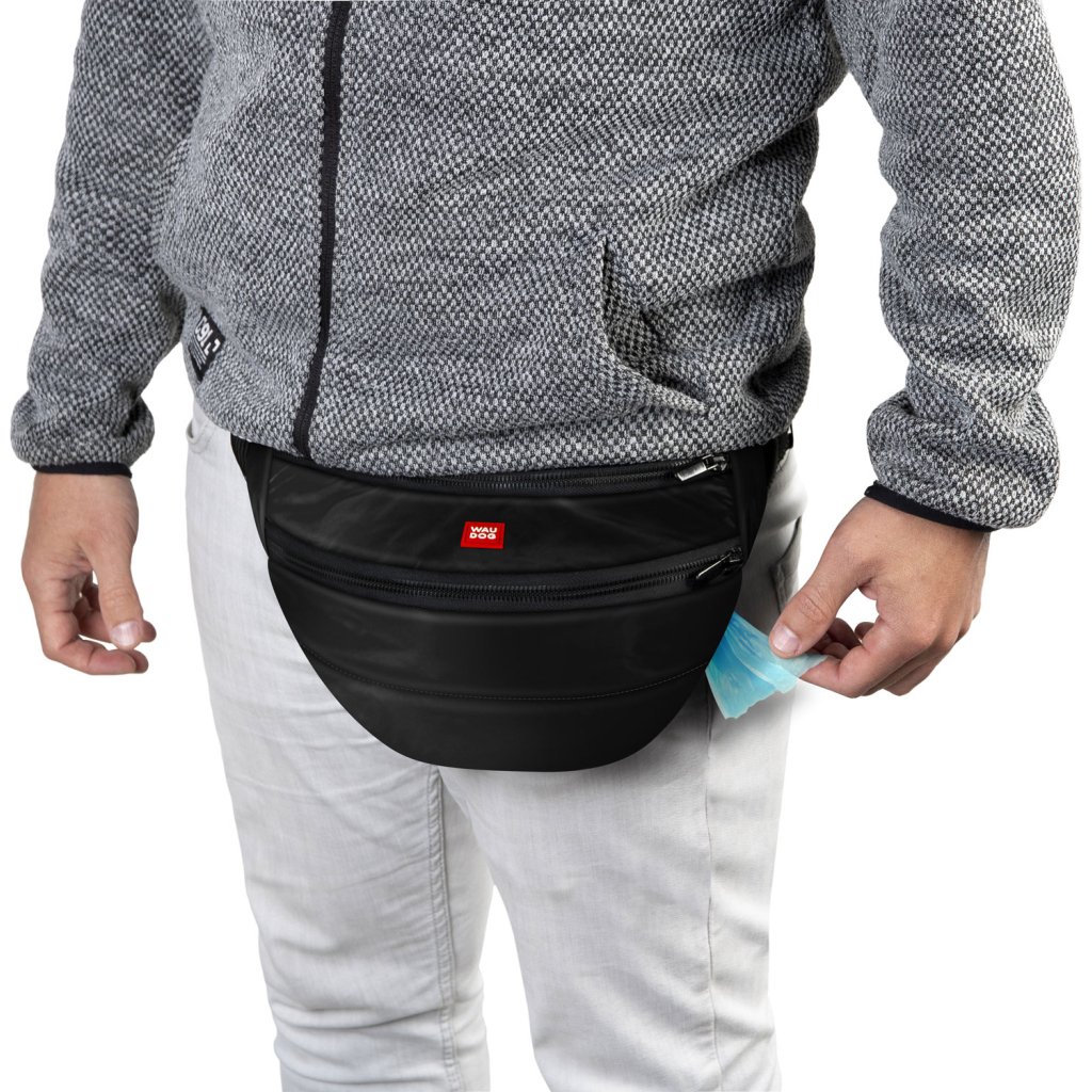 Поясна сумка-бананка для собак WAUDOG Family зі знімним ременем 33x17x10 см чорна (56881) - зображення 5