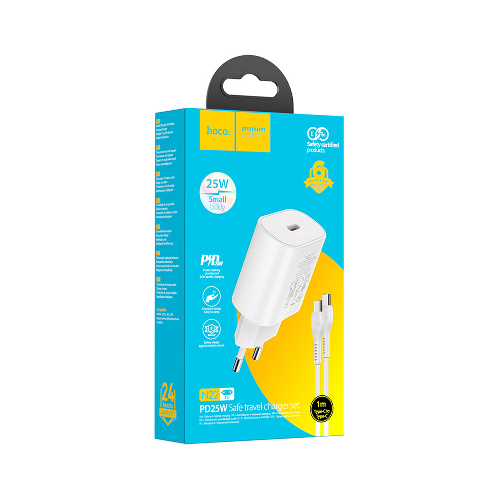 Зарядний пристрій HOCO N22 Jetta USB-C PD25W + cable USB-C to USB-C White (6931474760081) - зображення 6
