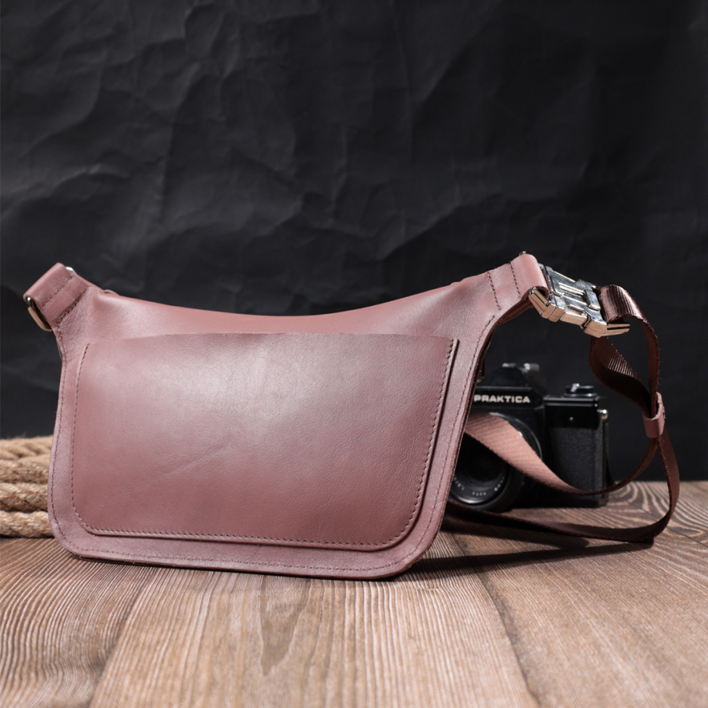 Сумка Grande Pelle Бананка з натуральної шкіри Бежева (22816) - зображення 10