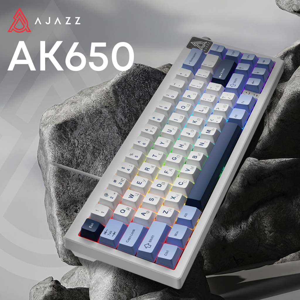 Клавіатура Ajazz AK650 Sea Salt Switch USB UA White/Blue (AK650-SS-BWB) - изображение 6