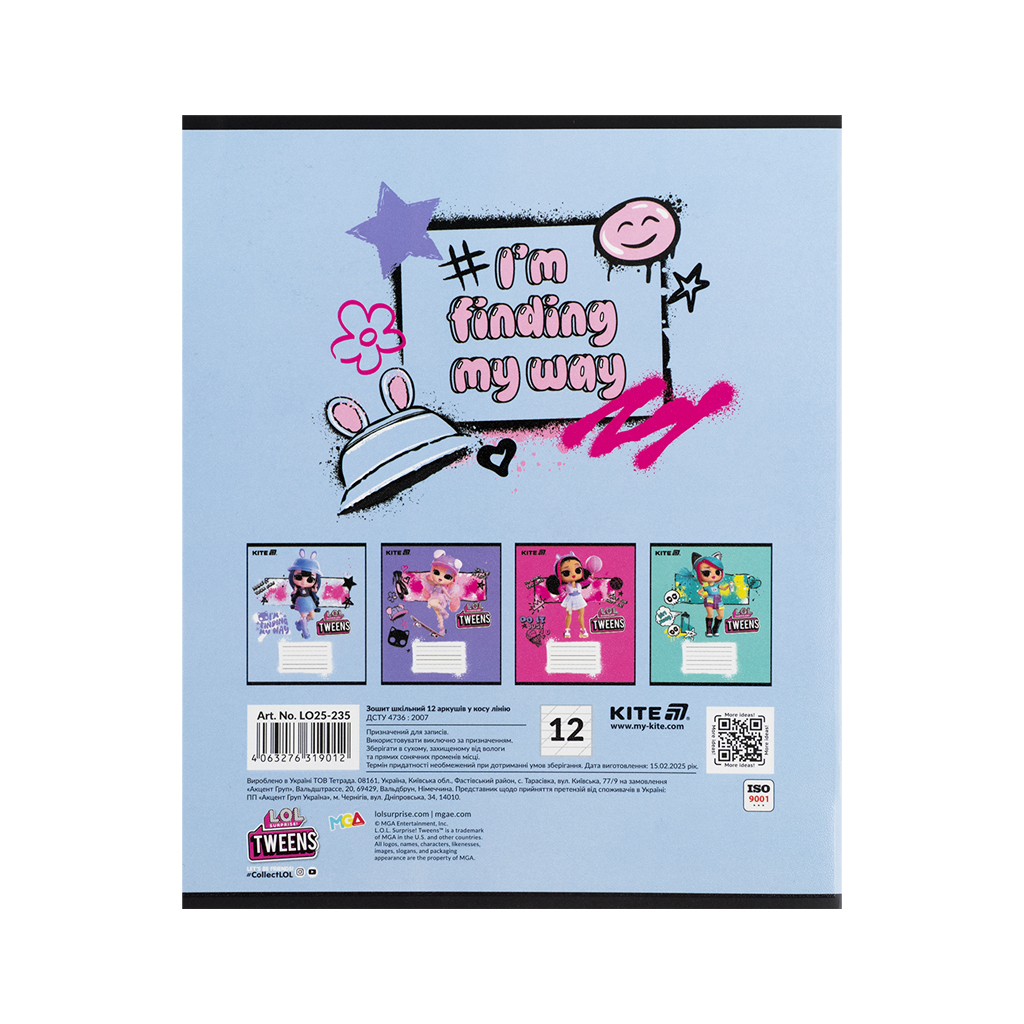 Зошит Kite LOL, 12 аркушів, коса лінія (LO25-235) - зображення 9