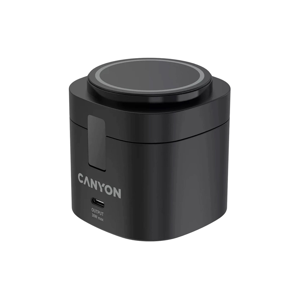 Зарядний пристрій Canyon 4-in-1 wireless charging stand 30W + charger 65W + cable 1.0m black (CNS-WCS405B) - зображення 1