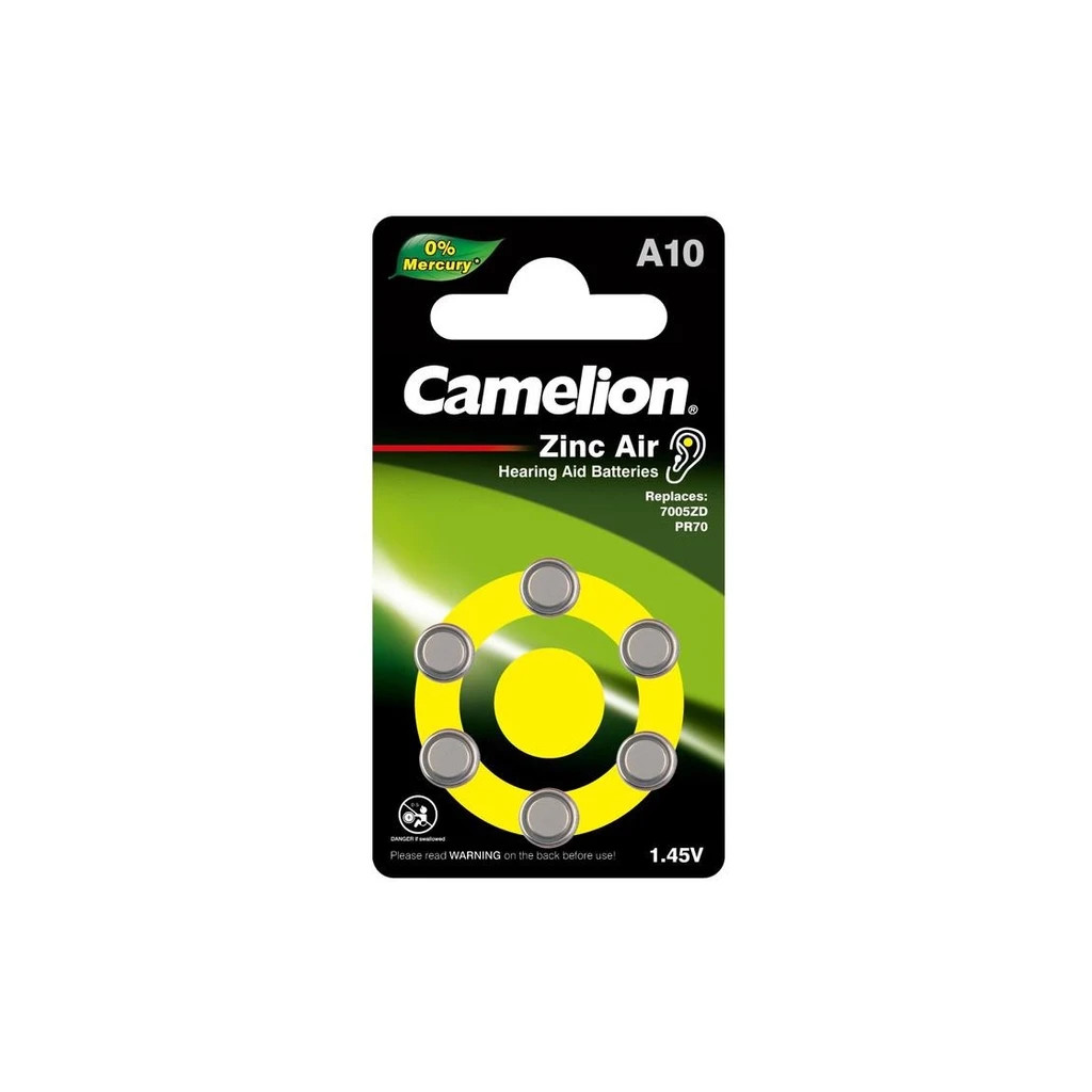 Батарейка Camelion А10 / PR70 Zinc-Air * 6 (А10-BP6) - зображення 1