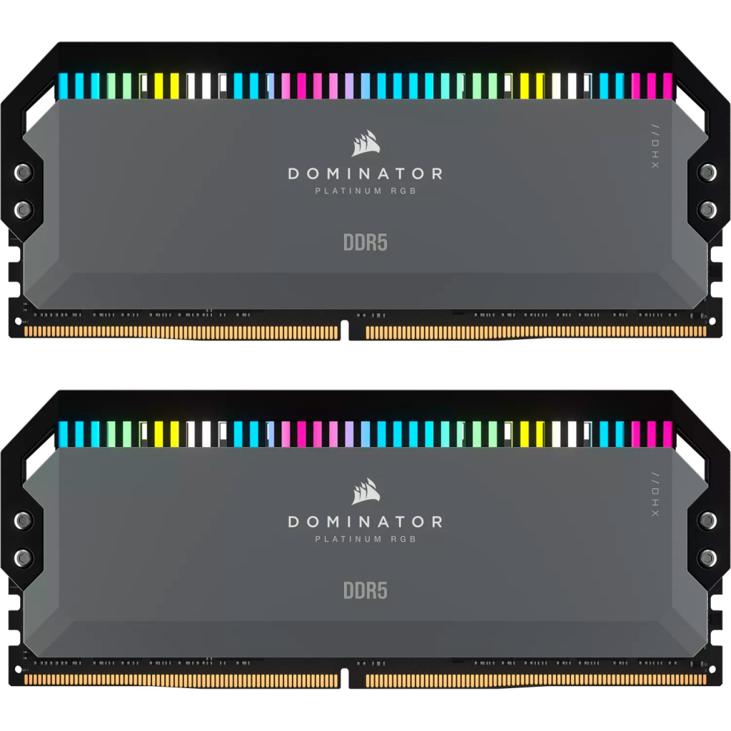 Модуль пам'яті для комп'ютера DDR5 32GB (2x16GB) 6000 MHz Dominator Platinum RGB Gray Corsair (CMT32GX5M2D6000Z36) - зображення 1