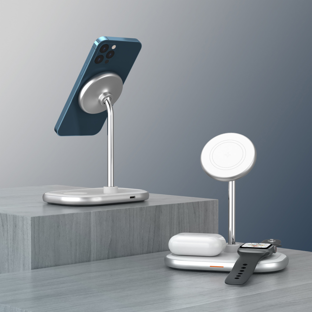 Зарядний пристрій Energizer 15W 3-in-1 magnetic wireless white (WCP303) - зображення 10