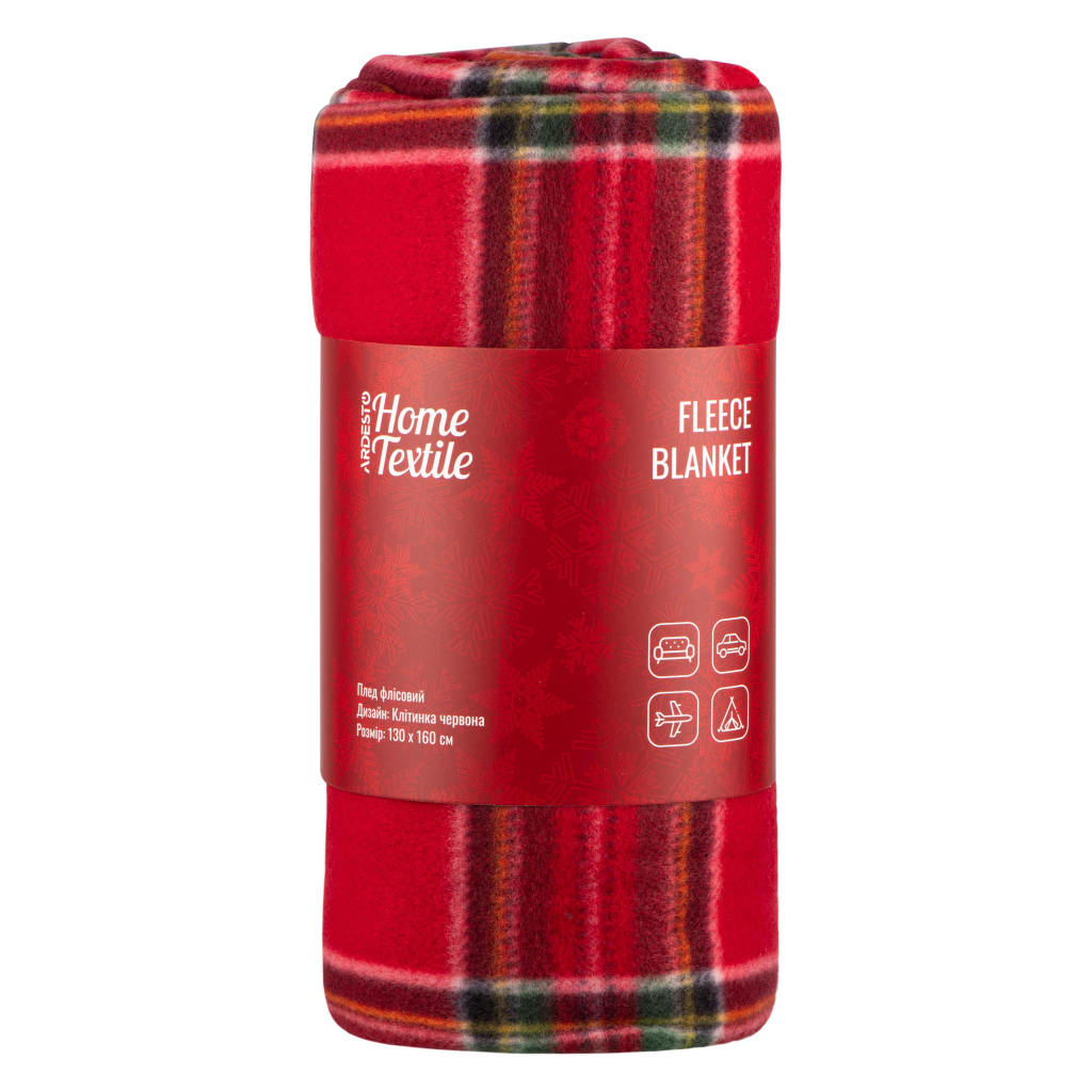 Плед Ardesto Christmas Fleece 130x160см, 100% поліестер, клітинка, червоний (ART0717PB) - зображення 1
