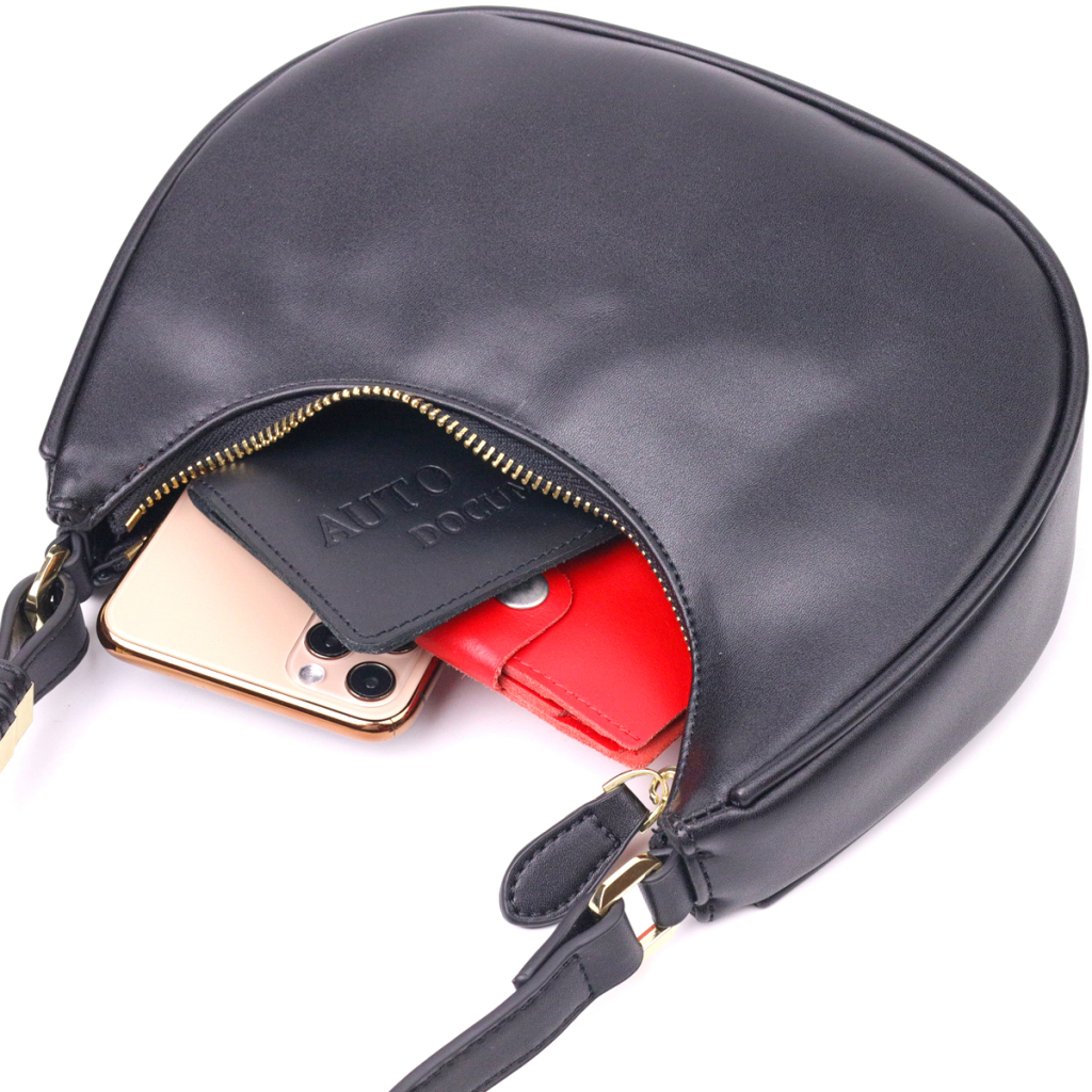 Сумка Vintage Жіноча хобо з натуральної гладкої шкіри Чорна (21288) - зображення 8