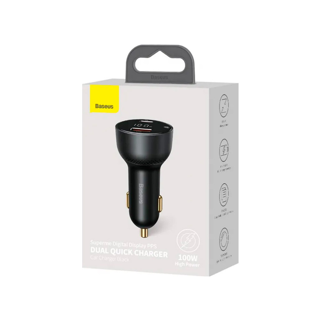 Зарядний пристрій Baseus Superme Digital Display PPS USB-A/Type-C Black (CCZX-01) - зображення 3