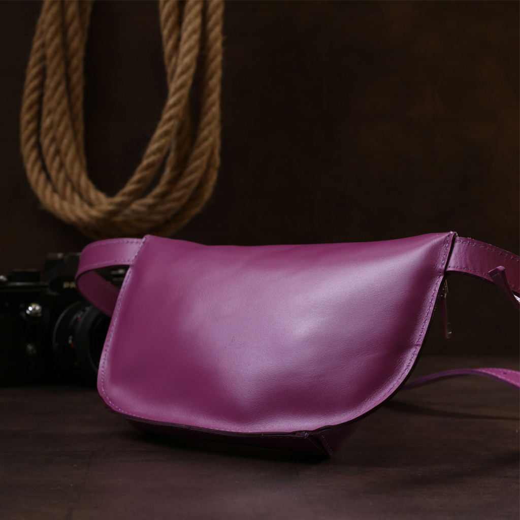 Сумка Shvigel Бананка з натуральної шкіри Фіолетова (16386) - зображення 9