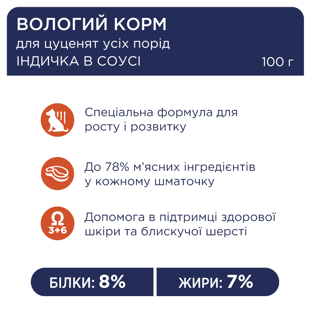 Вологий корм для собак Club 4 Paws для цуценят з індичкою в соусі 100 г (4820215363198) - зображення 3