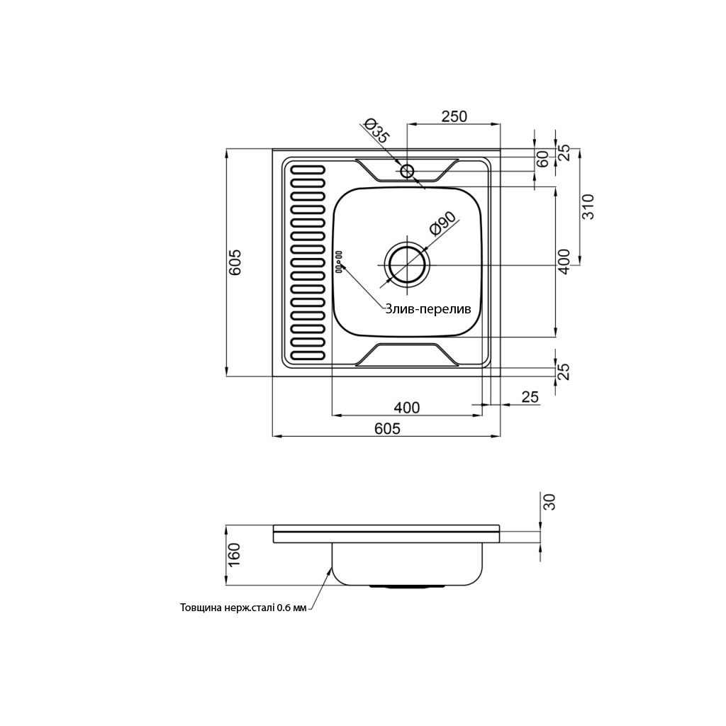 Мийка кухонна Kroner Dekor-6060L 06160 (CV022812) - зображення 2