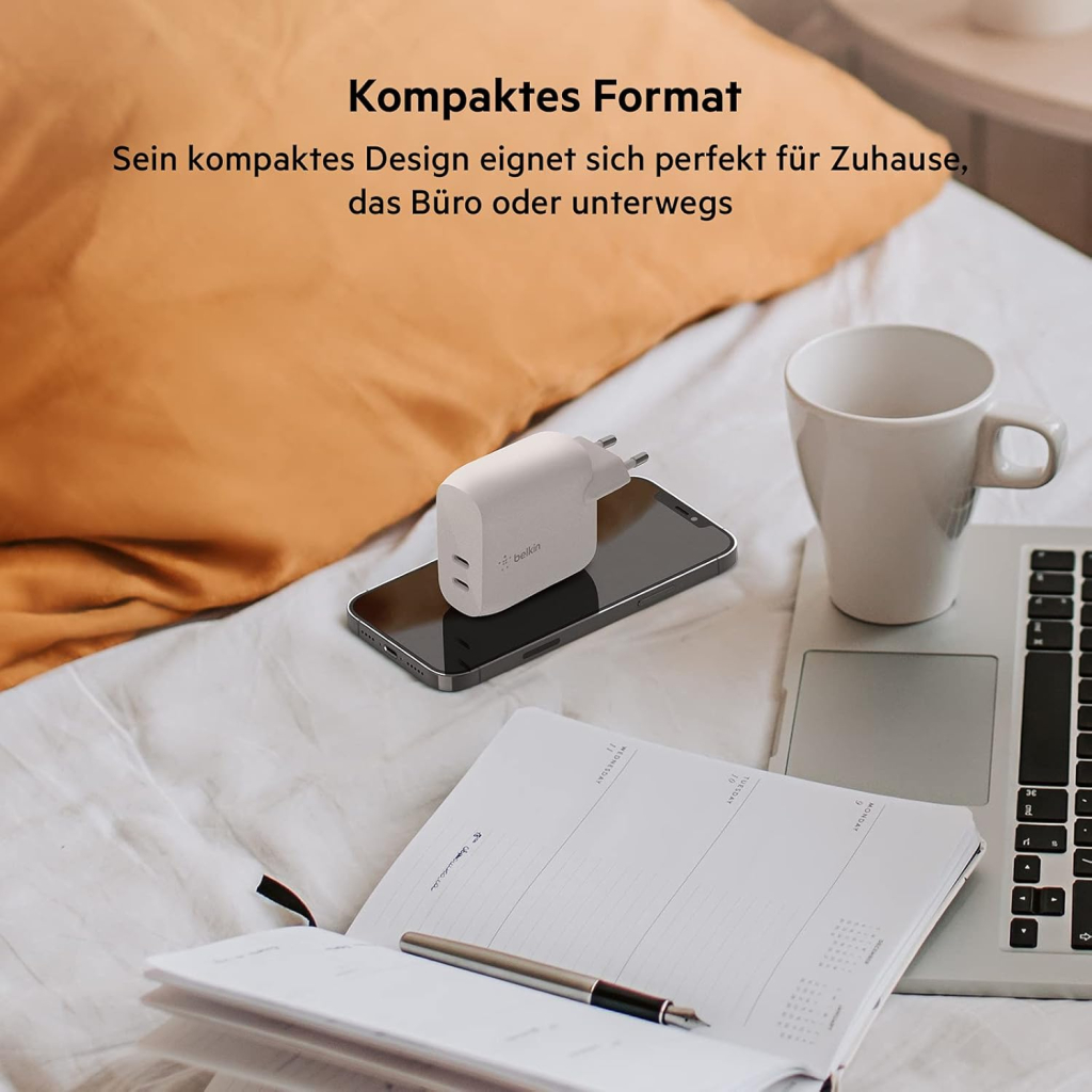 Зарядний пристрій Belkin 40W 2хUSB-С PD white (WCB006VFWH) - зображення 2