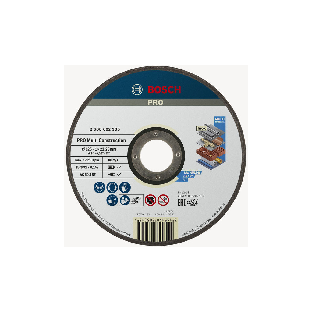 Круг відрізний Bosch Rapido Multi Construction 125x1мм (2.608.602.385) - зображення 1