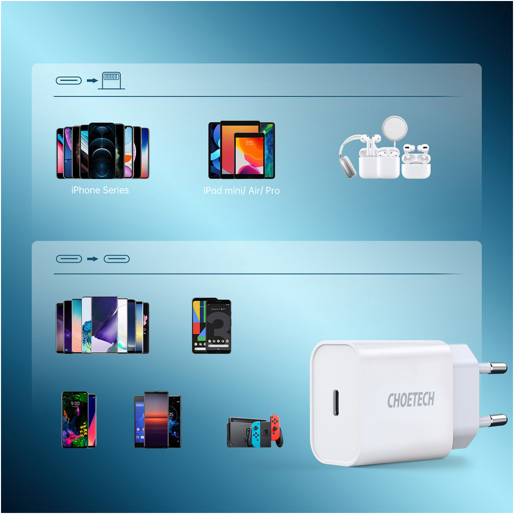 Зарядний пристрій Choetech USB-C PD20W white (Q5004-V5) - зображення 12