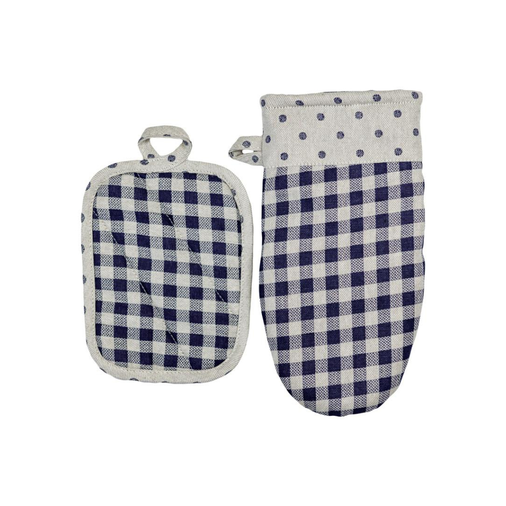 Кухонна прихватка Прованс Набір рукавиця 29х15 та прихватка 15х20 Синя клітинка (035696) - зображення 4