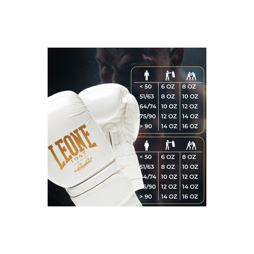 Боксерські рукавички Leone GN059W White/Gold 10 унцій (GN059W_White_10oz) - изображение 10
