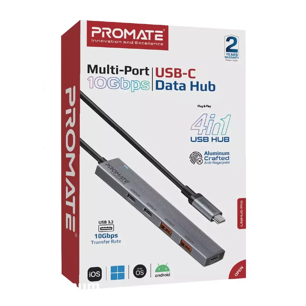 Концентратор Promate USB Hub 4 ports litehub-pro (litehub-pro) - зображення 2