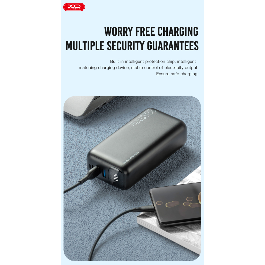 Батарея універсальна XO 30000mAh, PD/20W, QC/22.5W, black (PR200_Black) - зображення 4