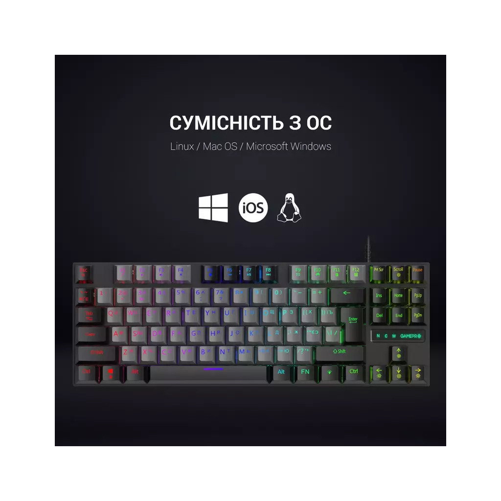 Клавіатура GamePro MK100B Blue Switch LED USB Black (MK100B) - зображення 11