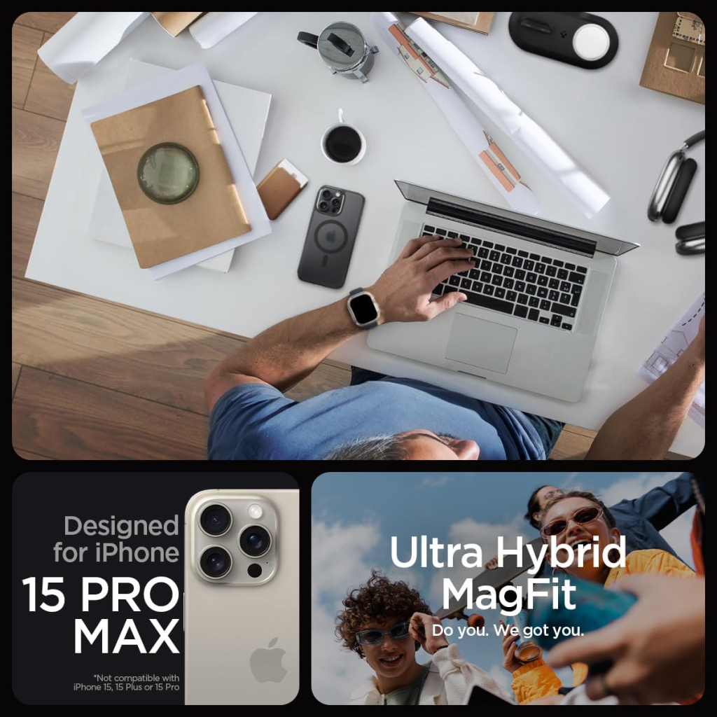 Чохол до мобільного телефона Spigen Apple iPhone 15 Pro Max Ultra Hybrid MagFit Frost Black (ACS06581) - зображення 5