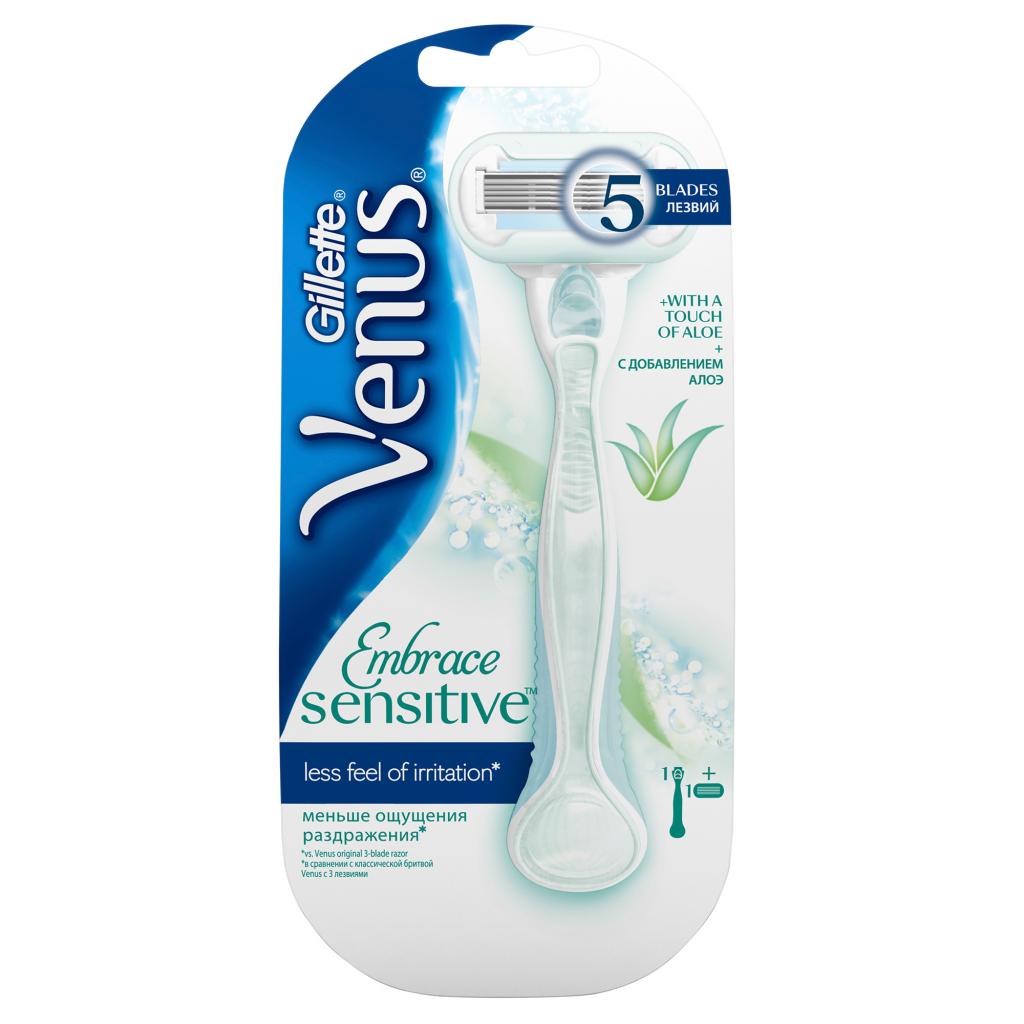 Бритва Venus Sensitive для чутливої ​​шкіри з 1 змінним картриджем (7702018258871) - зображення 1