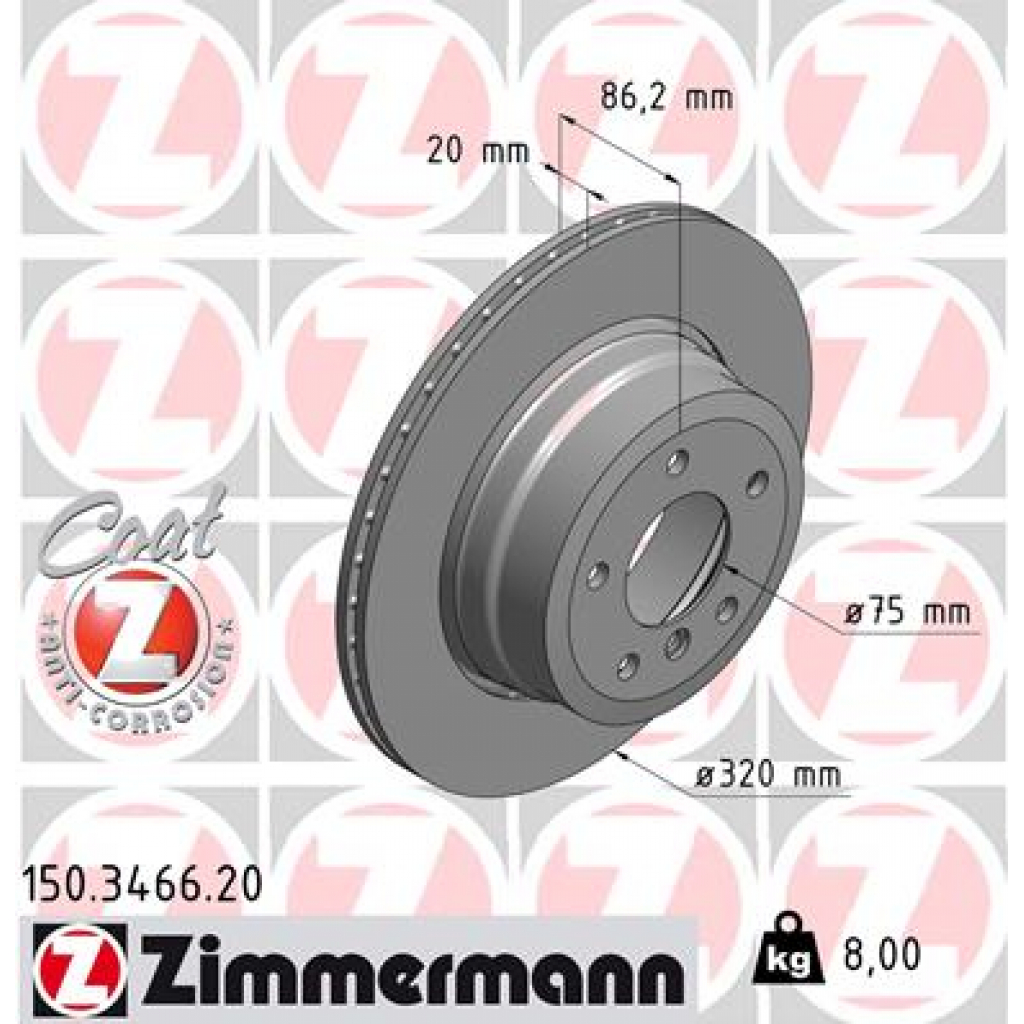 Гальмівний диск ZIMMERMANN 150.3466.20 - зображення 1