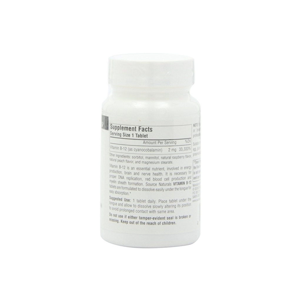 Вітамін Source Naturals Вітамін В-12 2000мкг, 100 таблеток для розсмоктування (SNS-00418) - зображення 2