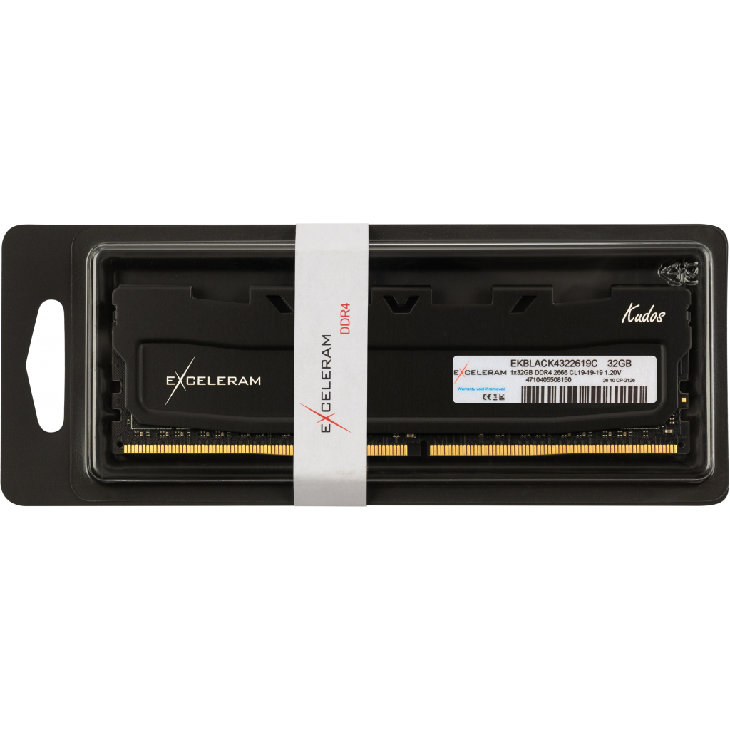 Модуль пам'яті для комп'ютера DDR4 32GB 2666 MHz Black Kudos eXceleram (EKBLACK4322619C) - зображення 3