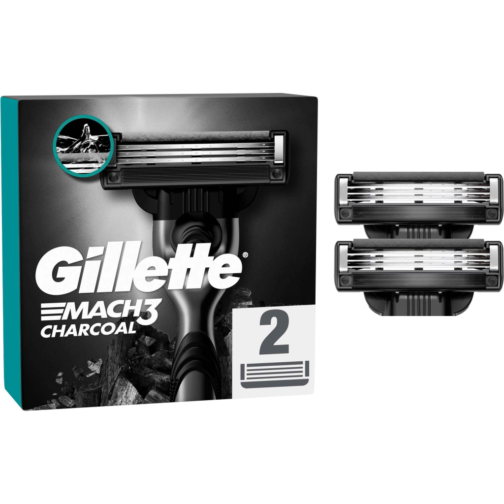 Змінні касети Gillette Mach3 Charcoal Деревне вугілля 2 шт. (8700216062664) - изображение 1