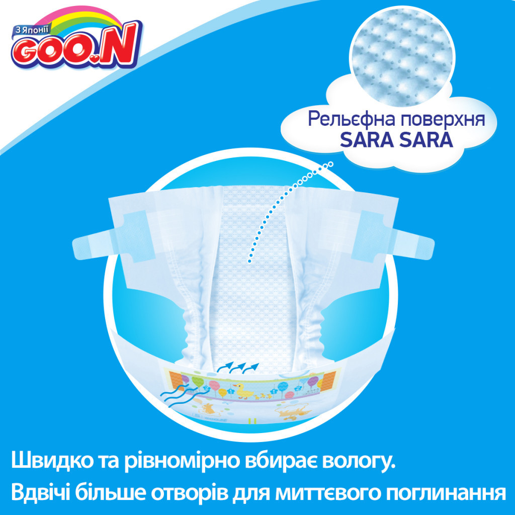 Підгузки GOO.N для маловагих новонароджених 5S до 1 кг 30 шт. (753863) - зображення 5