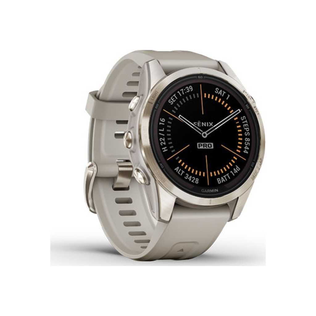 Смарт-годинник Garmin fenix 7S Pro Saph Solar, Sft Gld SS w/ Lmestn Lthr, Excl, GPS (010-02776-30) - зображення 3