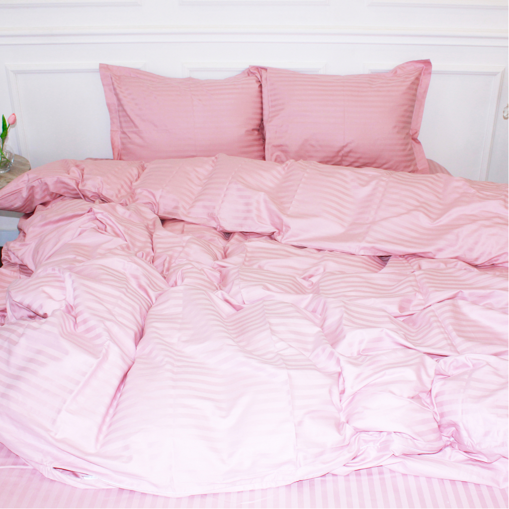 Постільна білизна MirSon Satin Stripe 30-0007 Pink 175х210 Двоспальна (2200005249871) - зображення 1