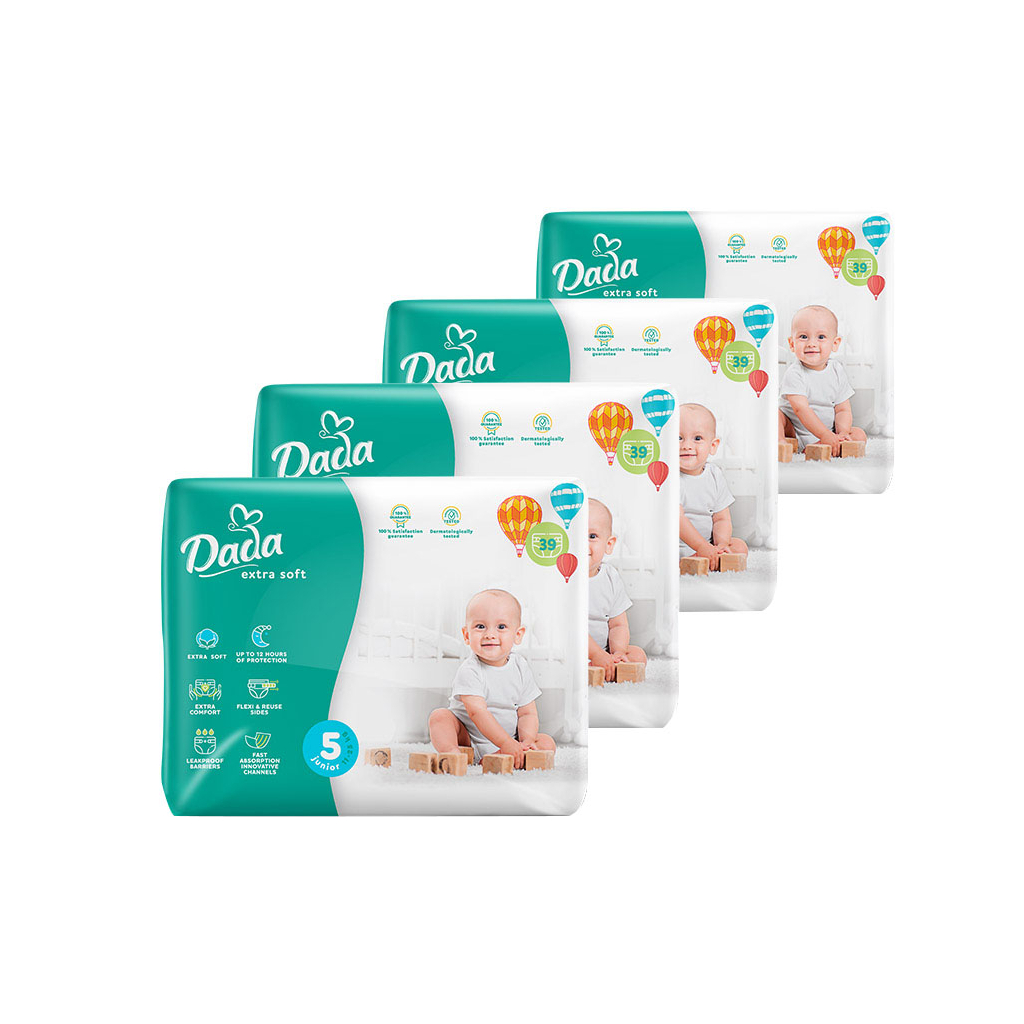 Підгузки Dada Extra Soft 5 Junior (11-25 кг) 4 упаковки по 39 шт 156 шт (4820174989569) - зображення 1