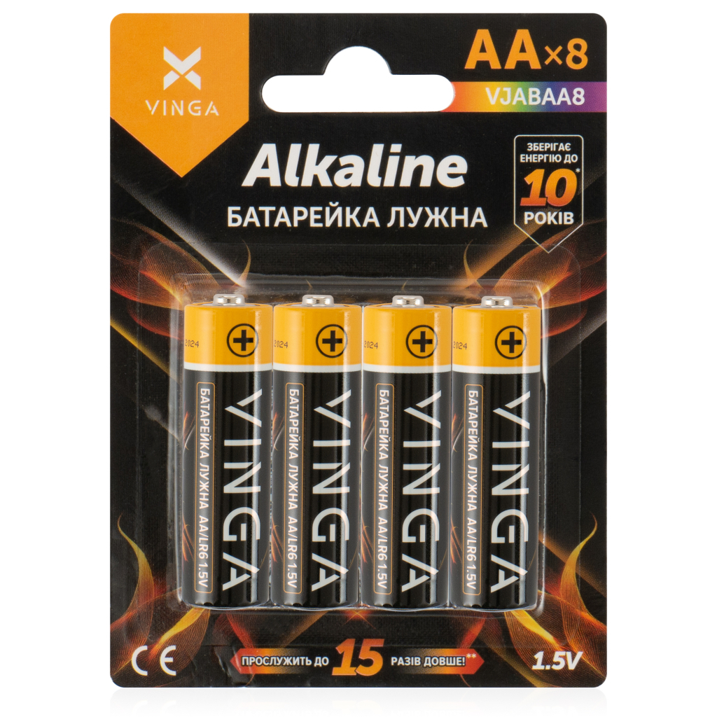 Батарейка AA LR6 Alkaline 8pcs Blister Vinga (VJABAA8) - зображення 1
