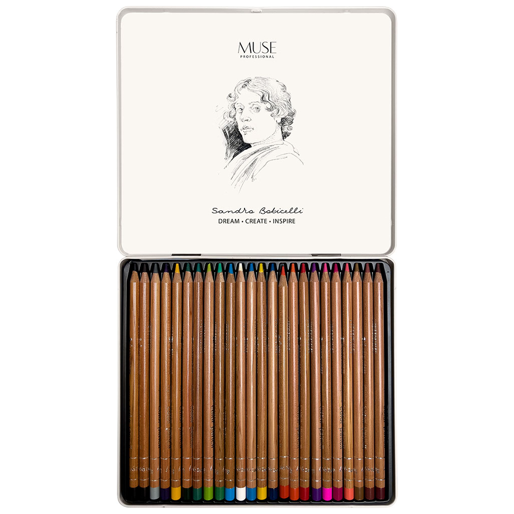 Олівці кольорові Muse Круглі в металевому пеналі 24 кольори (101M-24) - зображення 2