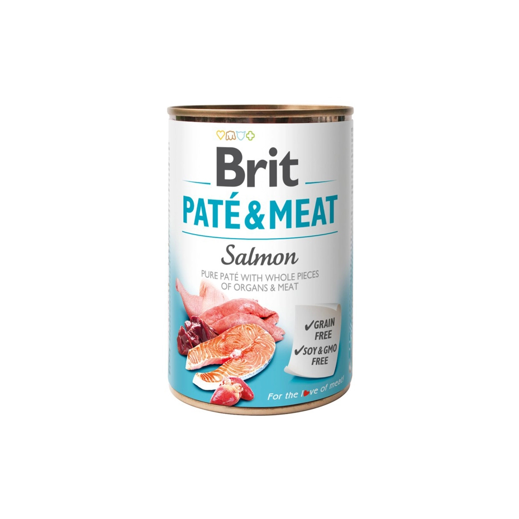Вологий корм для собак Brit Care Pate and Meat для дорослих собак з лососем (8595602557462) - зображення 1