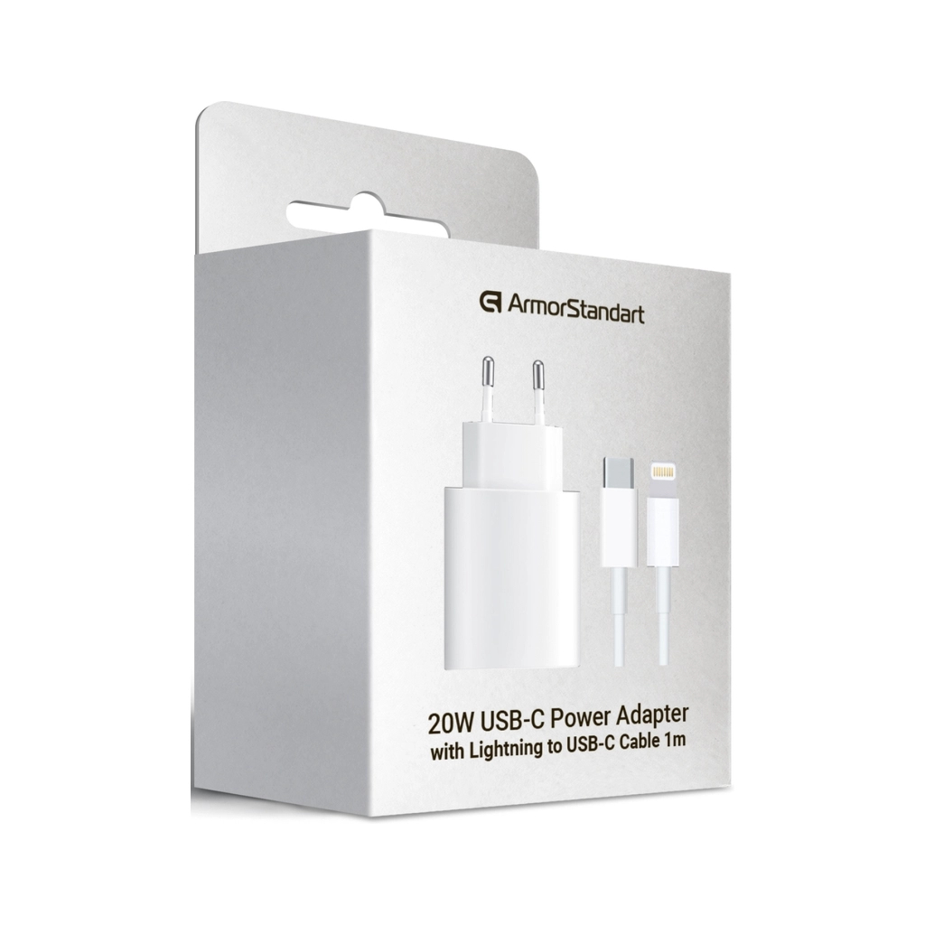 Зарядний пристрій Armorstandart AMHJ83 20W USB-C White + cable USB-C to Lightning (ARM77724) - зображення 8