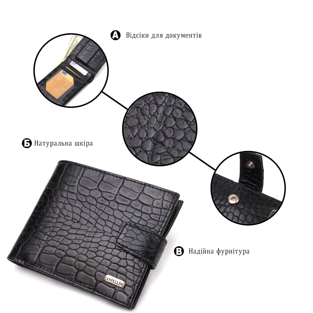 Гаманець Canpellini З натуральної шкіри Чорний (21790) - зображення 4
