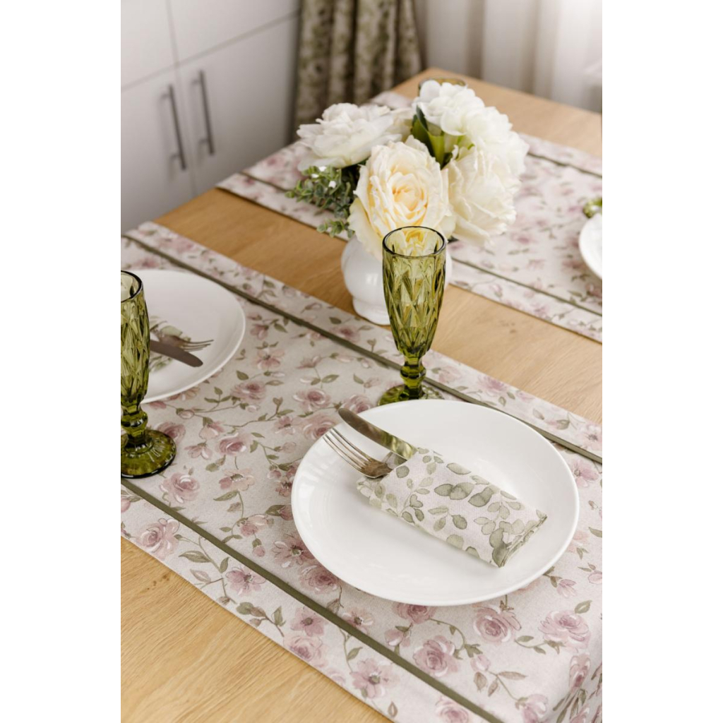 Доріжка на стіл Прованс Тереза квіточки з кантом 40х160 (034456) - зображення 1