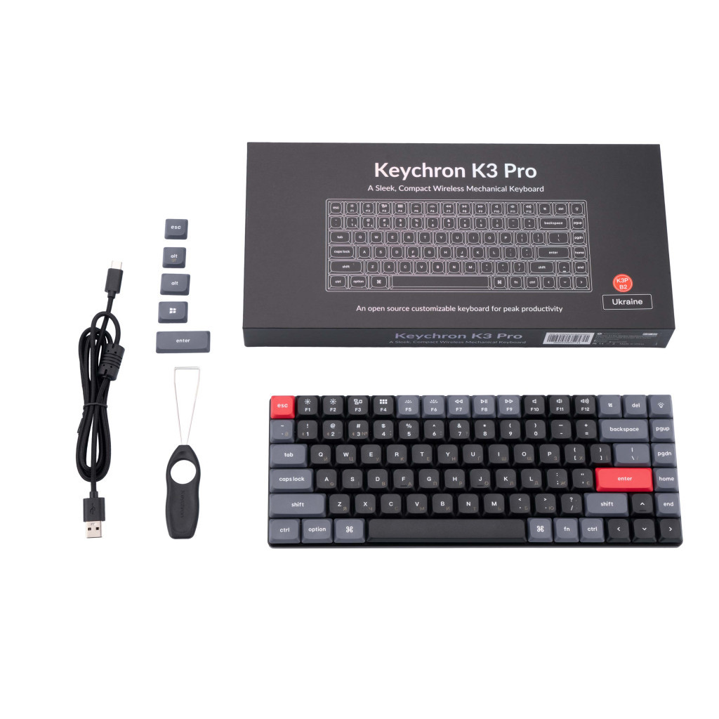 Клавіатура Keychron K3 PRO 84Key Gateron Brown Low Profile QMK UA RGB Black (K3PB3_KEYCHRON) - зображення 2