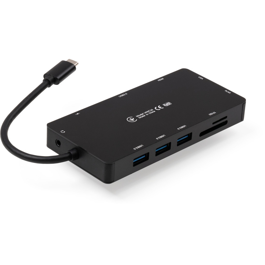Концентратор Vinga USB-C 3.1 to VGA+HDMI+RJ45+3xUSB3.0+USB2.0+SD/TF+PD100W+Audio (VHYC10) - зображення 4
