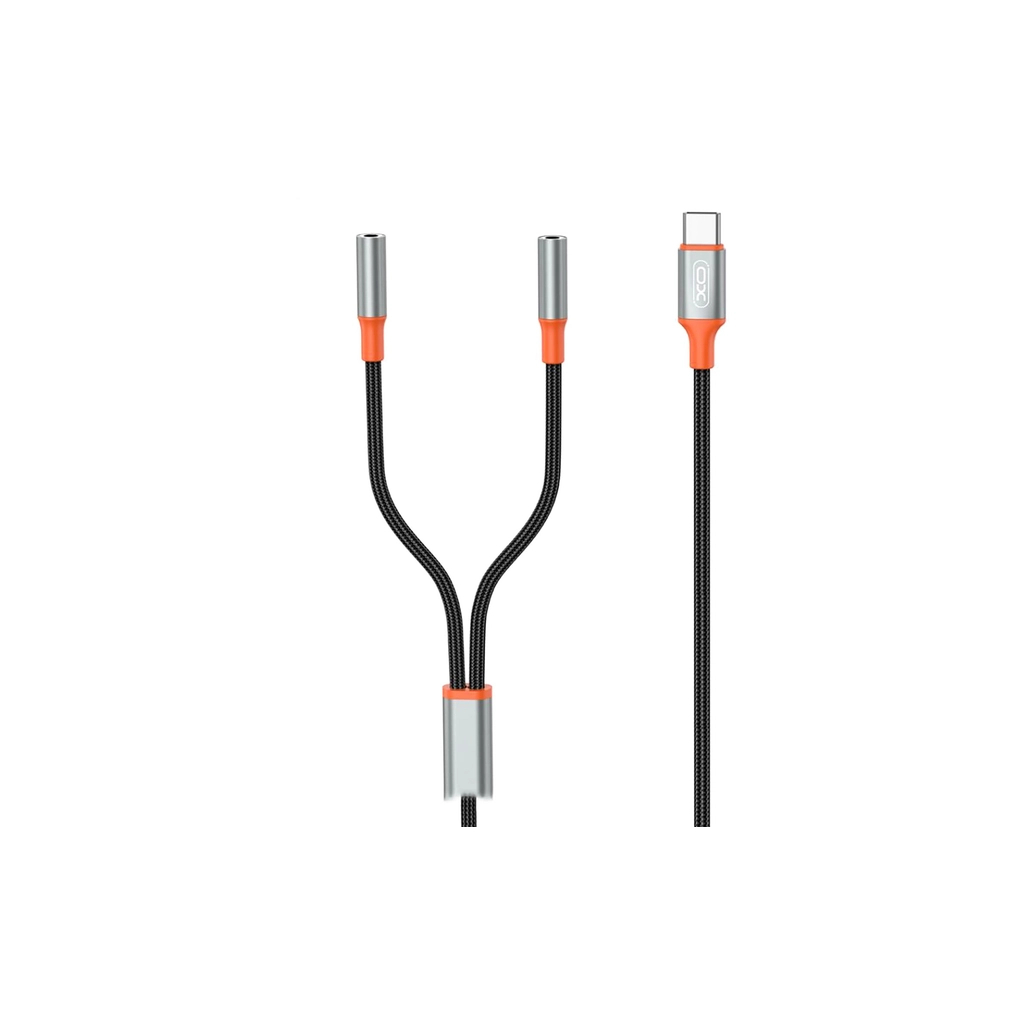 Перехідник USB-C to 2x3.5mm F 1.0m NB-R269B black XO (NB-R269B.black) - изображение 2