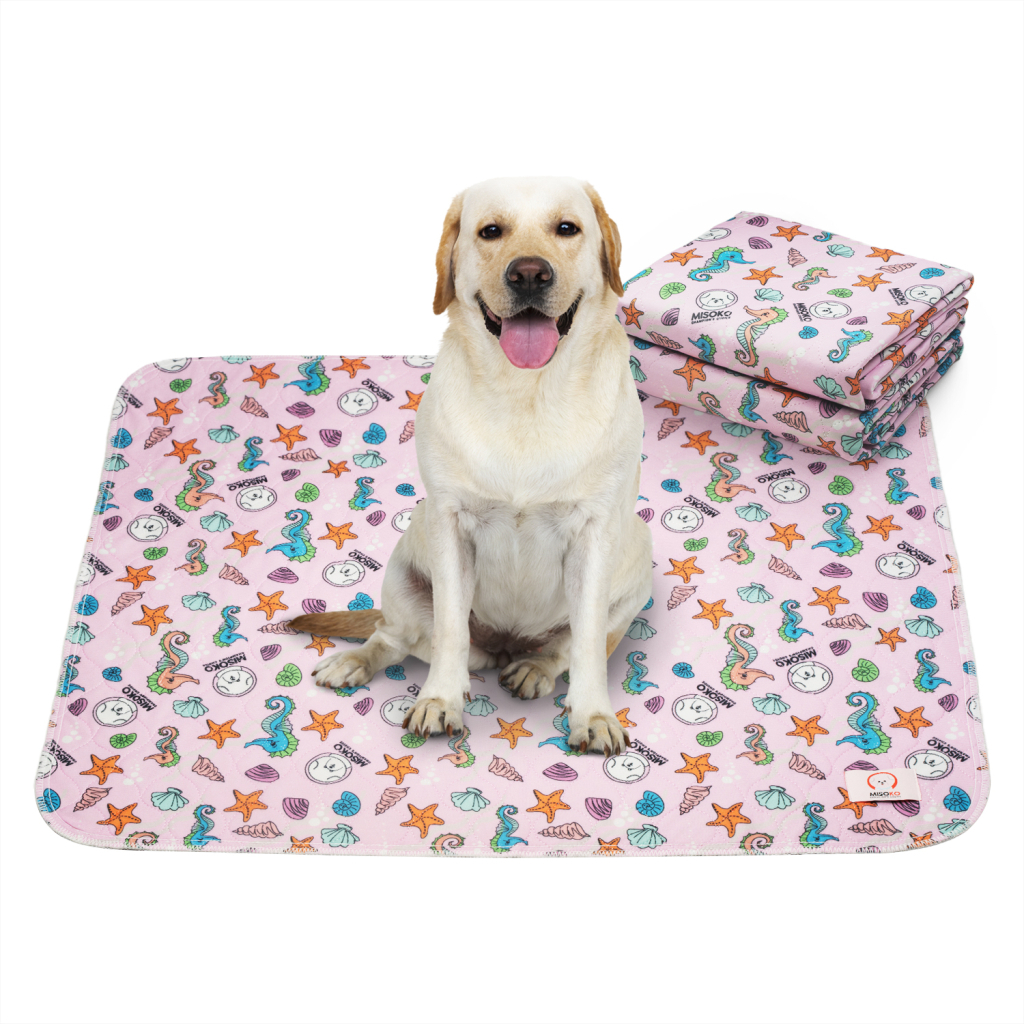 Пелюшки для собак MISOKO&CO Багаторазова з морськими кониками 70х80 см 2 шт рожева (HAINMSK70044) - изображение 3