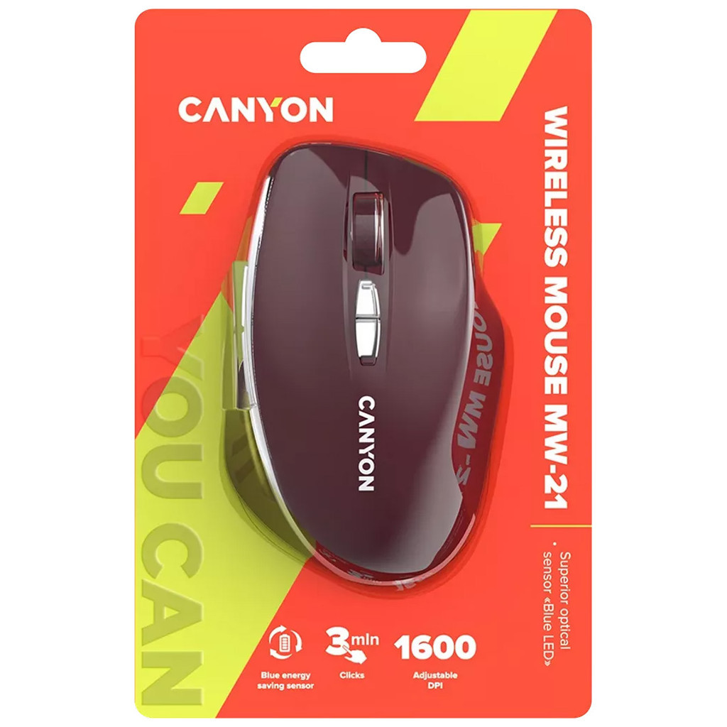 Мишка Canyon MW-21 Wireless Blue LED Burgundy (CNS-CMSW21BR) - зображення 6