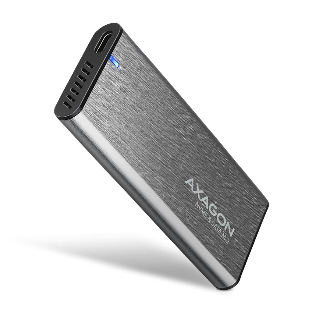 Кишеня зовнішня AXAGON USB-C 3.2 Gen 2 metal box for M.2 NVMe & SATA SSD SuperSpeed (EEM2-SG2) - зображення 1