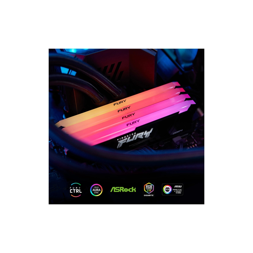 Модуль пам'яті для комп'ютера DDR4 32GB (2x16GB) 3200 MHz Beast RGB Black Kingston Fury (ex.HyperX) (KF432C16BB12AK2/32WP) - зображення 7