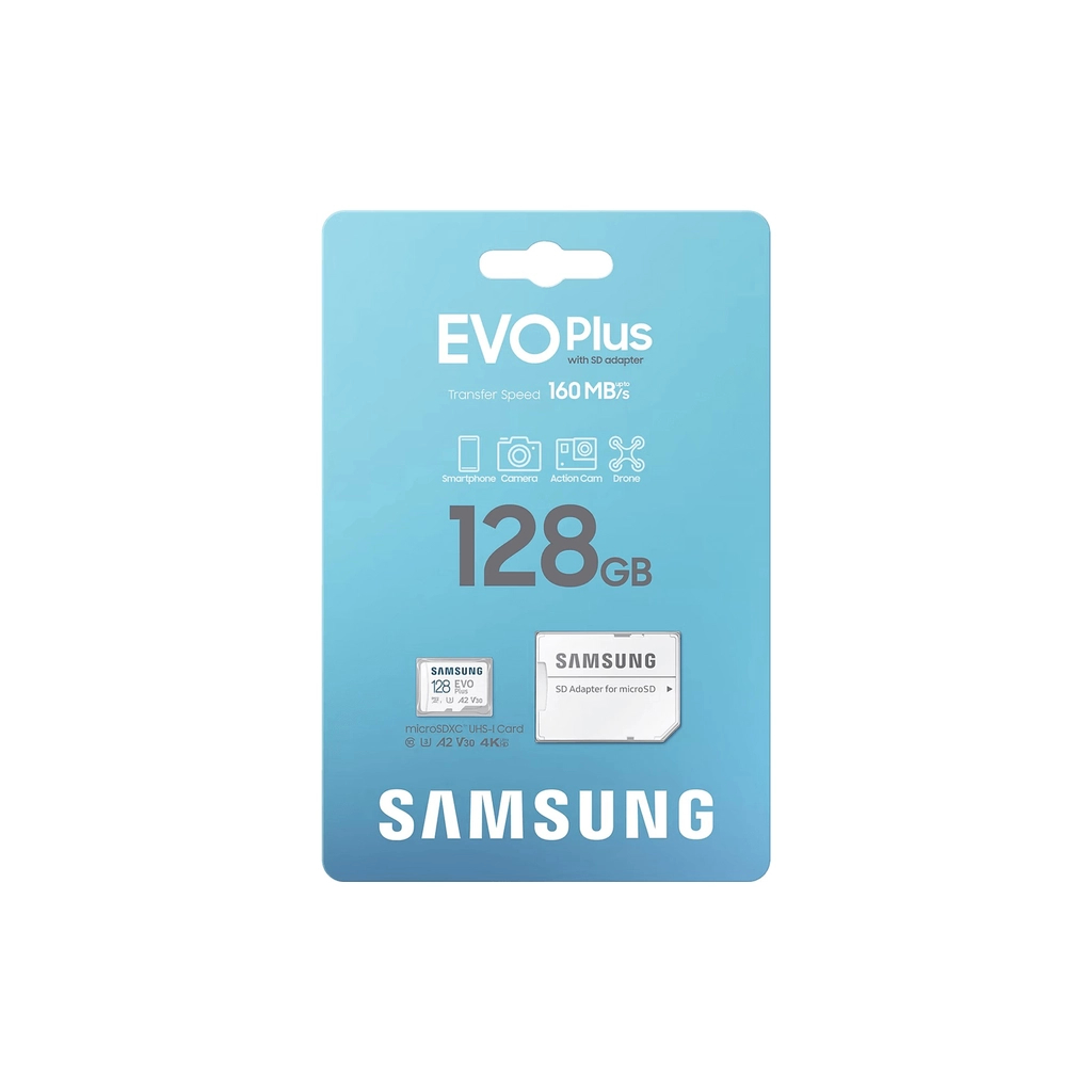Карта пам'яті Samsung 128 GB microSDXC Class 10 UHS-I U3 V30 A2 EVO Plus+SD Adapte (MC128SA/EU) - зображення 8