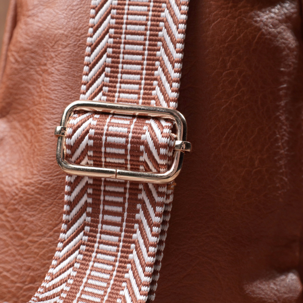 Сумка Vintage Жіноча через плече з екошкіри з акцентом на текстильну лямку Руда (22780) - зображення 11