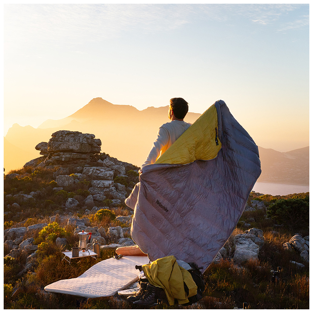 Спальний мішок Naturehike CW400 NH18C400-D, p-р L, жовто-сірий (6976507666848) - зображення 3